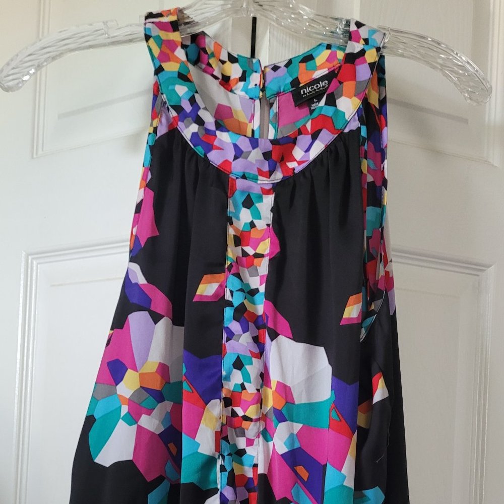 Multi color Sleeveless Highlow Shirt Top Blouse